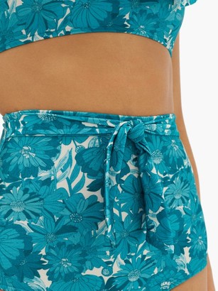 Adriana Degreas Bloom Floral-print Ruffled Bikini - Blue Print
