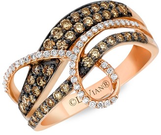 LeVian Chocolatier® 14K Strawberry Gold®, Chocolate Diamonds® & Vanilla Diamonds® Ring/Size 7