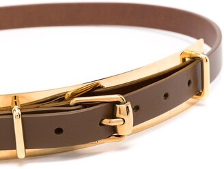 Gucci Pre-Owned Metallic Plaque Skinny Belt