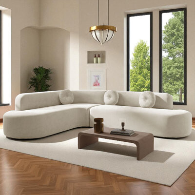 Ivy Bronx L-Shape 122" Wide Upholstered Sectional With Pillows