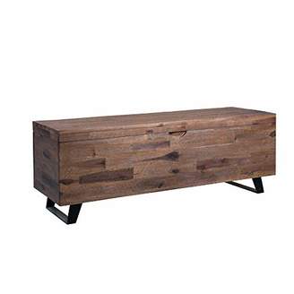 Benjara 46 Inch Wooden Storage Trunk with Angled Sled Legs