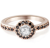 Thumbnail for your product : Real .93ct Black And White Diamond Wedding Ring 14k Rose Gold