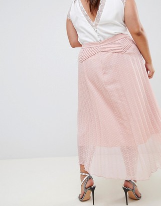 ASOS DESIGN Curve dobby pleated high low midi skirt with pintuck detail