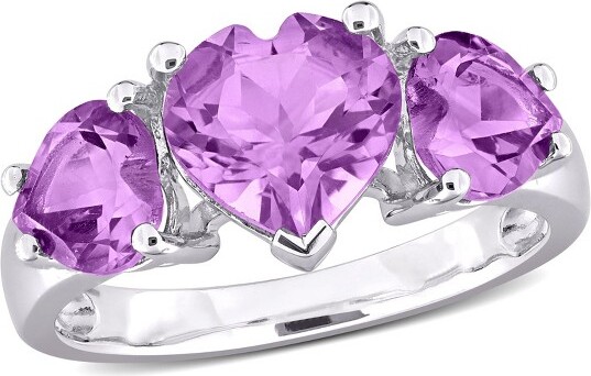 Everly Jewelry EVERLYJEWELRY|SterlingSilver27/8CTTGWAmethyst3StoneRing,Purple,7