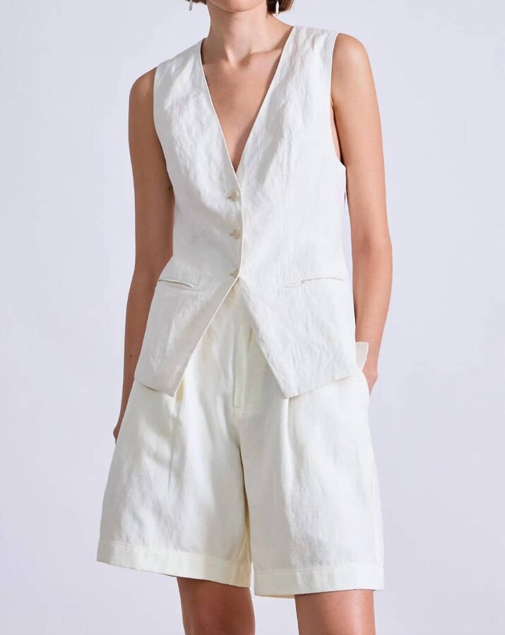 Apiece Apart Helena V-Neck Vest In Cream