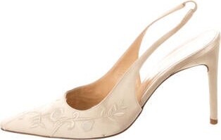 Richard Tyler Leather Patterned Slingback Pumps
