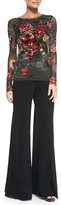 Thumbnail for your product : Jean Paul Gaultier Long-Sleeve Embroidered Floral-Print Tulle Top