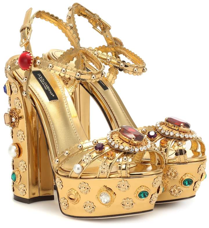 هذه تاريخ مقص  Dolce & Gabbana Embellished leather plateau sandals - ShopStyle Pumps