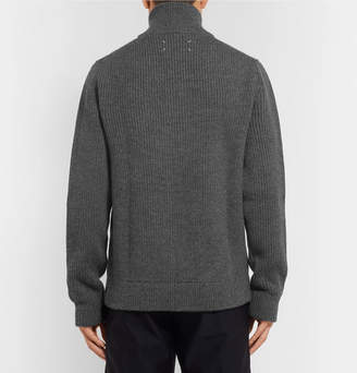 Maison Margiela Ribbed Melange Wool Zip-Up Sweater