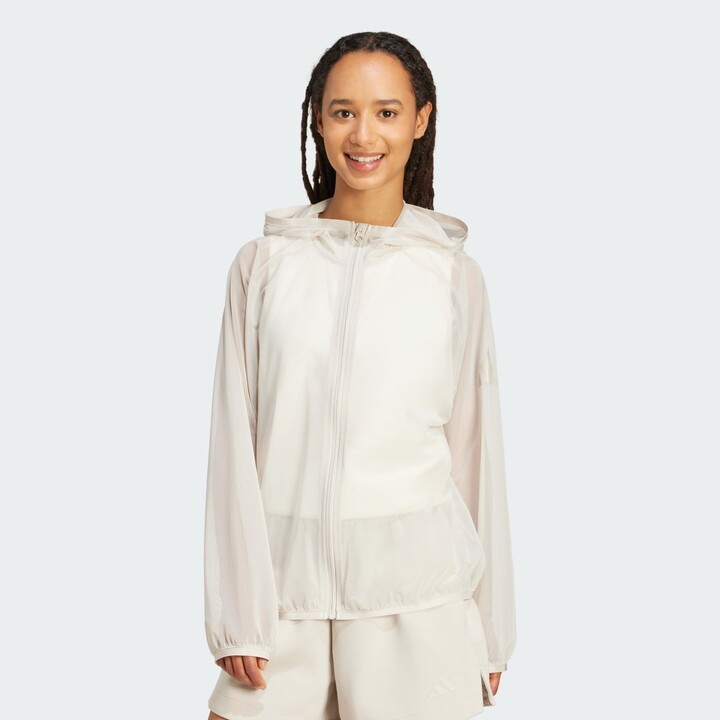 adidas Soft Lux Mesh Full-Zip Hoodie Beige XS Womens