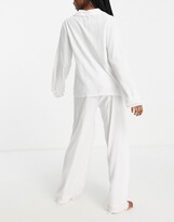 Thumbnail for your product : NIGHT ruffle trim cotton pyjama set in white