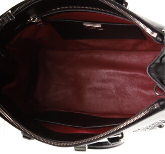 Prada Turnlock Double Zip Tote Studded Saffiano Leather Medium