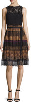 Thumbnail for your product : Etro Paisley Tiered-Lace Sleeveless Dress, Black/Gold