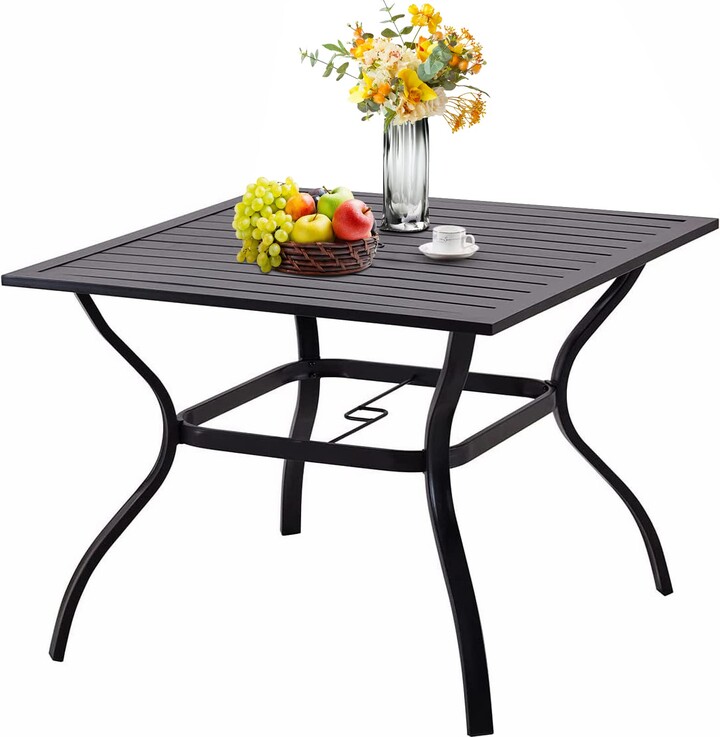VICLLAX Patio Table with Umbrella Hole 37 Inch Outdoor Patio Table