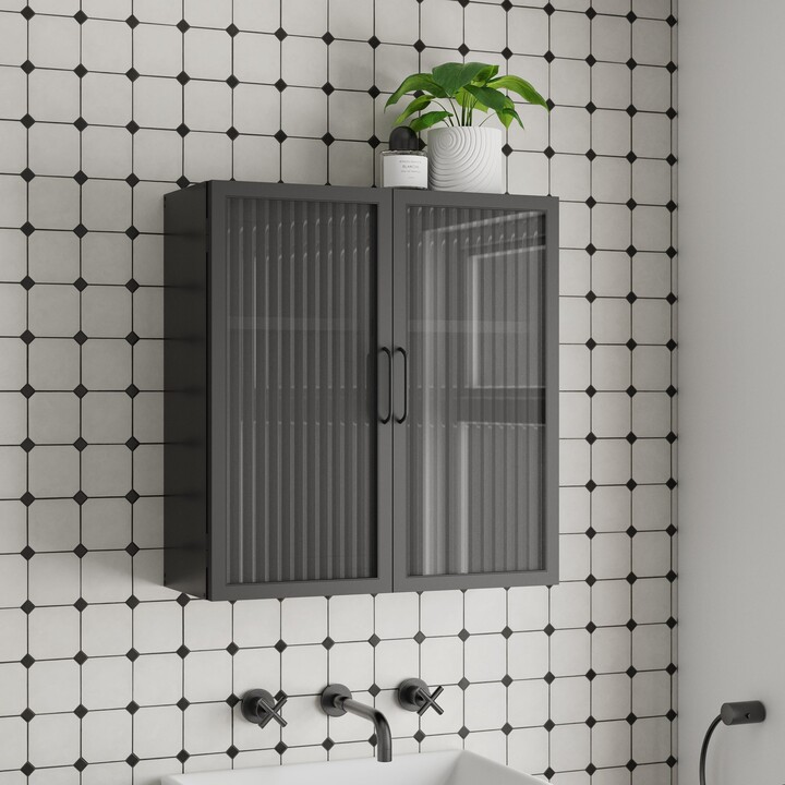 Dunelm Stannis Reeded Glass Double Door Wall Black ShopStyle