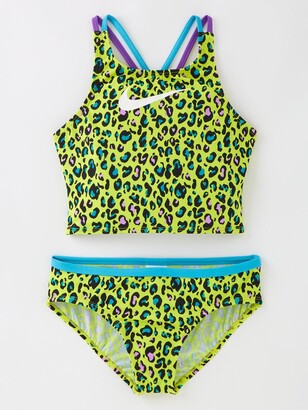 Nike GirlsCheetah Spiderback Midkini Set - Yellow