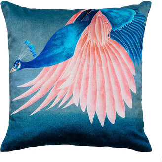 Anna Jacobs - Flying Peacock Velvet Cushion - 45x45cm