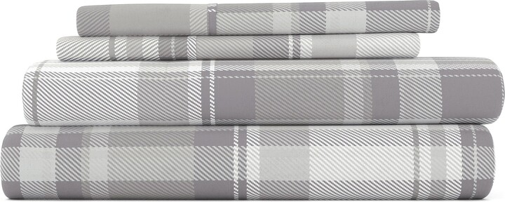 HOMESPUN HOME SPUN Premium Ultra Soft Plaid 4-Piece Flannel Bed Sheet Set