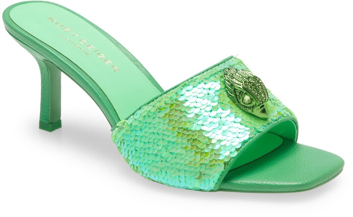 green sequin heels