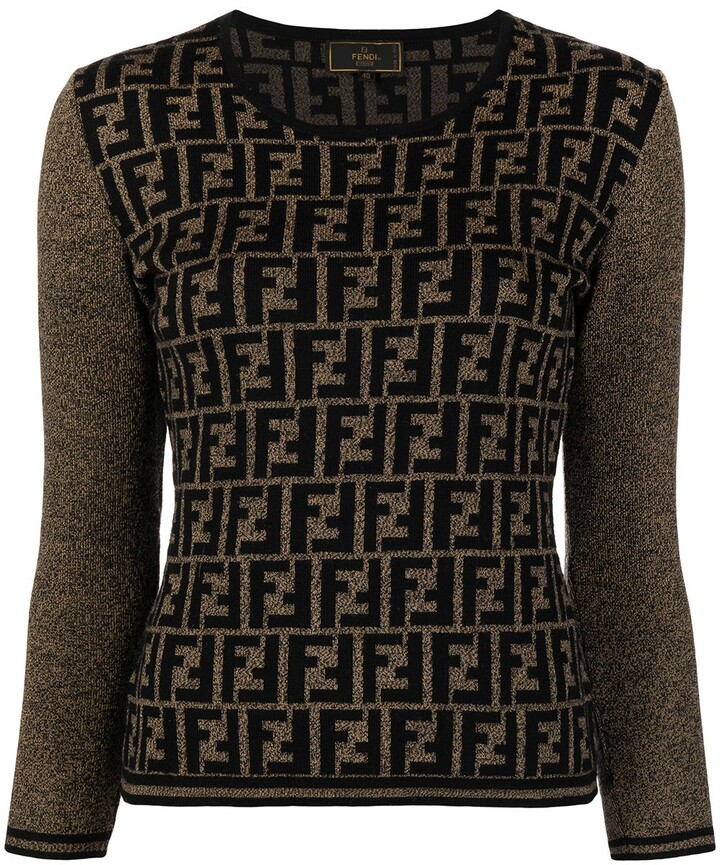 Isse etc Mission Fendi Pre-Owned 1990s Logo-Intarsia Jumper - ShopStyle Sweaters