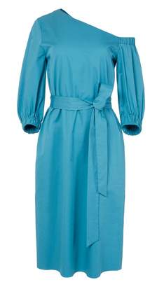 Tibi Satin Poplin Bell Sleeve Midi Dress