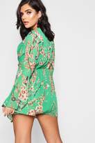 Thumbnail for your product : boohoo Floral Print Flared Sleeve Shift Dress