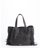 Thumbnail for your product : Valentino black leather fringe detailed tote