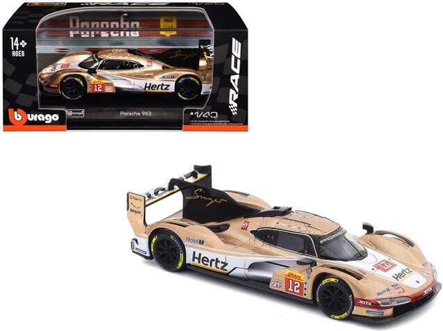 Porsche 963 #12 'Hertz Team Jota' Winner 'FIA World Endurance Championship' (2024) w/Case 1/43 Diecast Model Car by Bburago