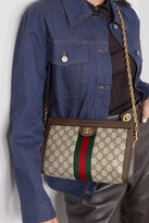 Thumbnail for your product : Gucci Ophidia Textured Leather-trimmed Printed Coated-canvas Shoulder Bag - Brown - One size