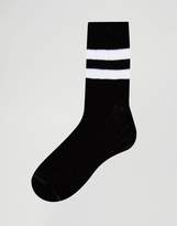 Thumbnail for your product : ASOS DESIGN stripe ribbed ankle socks