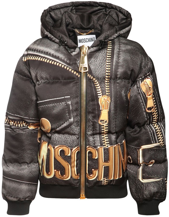 black shiny puffer jacket with hood