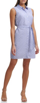 Tommy Hilfiger Sleeveless Mini Houndstooth Dot Shirt Dress, Size 10 in  Chambray Blue at Nordstrom Rack - ShopStyle