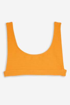 Topshop Orange Crinkle Bikini Crop Top