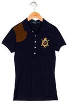 Thumbnail for your product : Polo Ralph Lauren Suede-Accented Collared Top