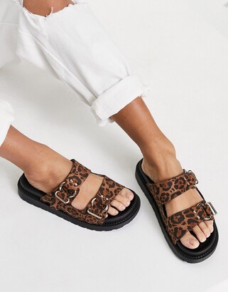 leopard 2 strap sandals