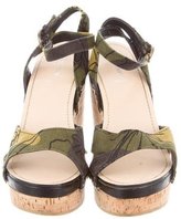Thumbnail for your product : Miu Miu Floral Platform Wedge Sandals
