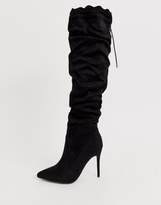 Thumbnail for your product : Lost Ink pull top ruched stiletto boot in black