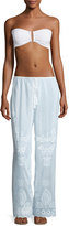 Thumbnail for your product : Seafolly Embroidered Cotton-Silk Coverup Pants, White