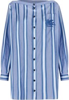 Logo Embroidered Striped Button-Up Sh 