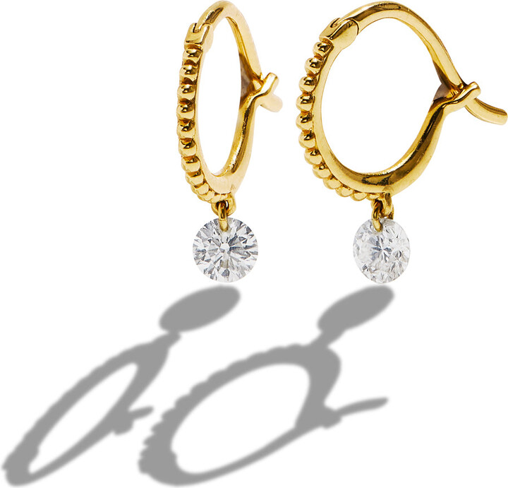 Raphaele Canot Set Free Diamond Beaded Yellow Gold Hoop Earrings