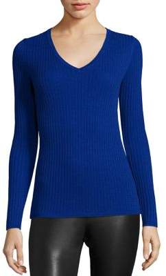 Saks Fifth Avenue COLLECTION Long Sleeve Ribbed V-Neck Sweater