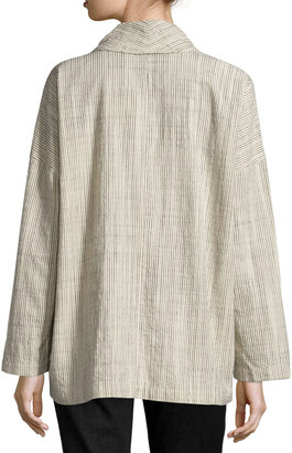 Eileen Fisher Oversized Cotton Jacket W/Stripes, Natural