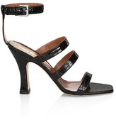 Thumbnail for your product : Paris Texas Ankle-Cuff Patent Croc-Embossed Leather Sandals