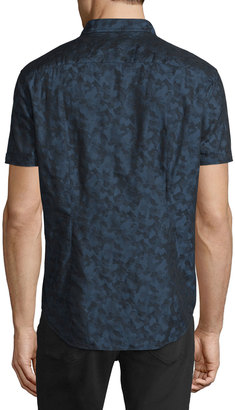 John Varvatos Camo-Print Short-Sleeve Shirt, Indigo