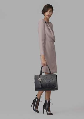 Giorgio Armani Leather Cabas Bag With Raised Ga Logo