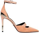 Thumbnail for your product : Balmain Logo Strap Pink Suede Stiletto Pumps