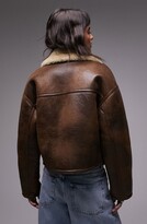 Thumbnail for your product : Topshop Faux Shearling Crop Aviator Jacket