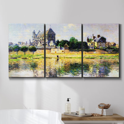 Alcott Hill Sunset On The Sea At Pourville 1882 On Canvas 3 Pieces Print