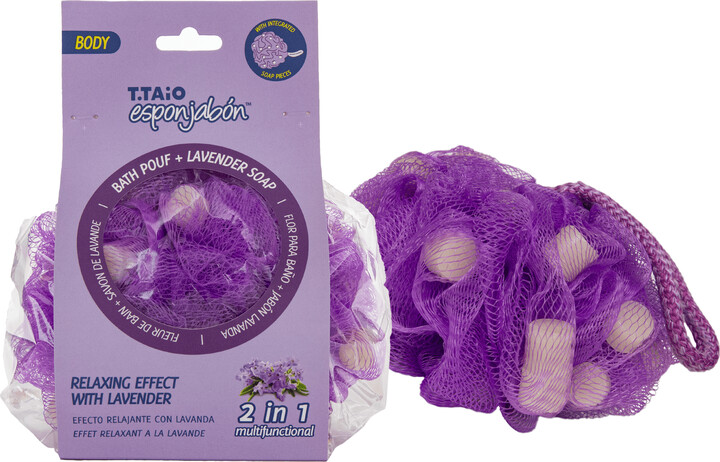 T. Taio T.Taio Esponjabon Lavender Bath Pouf Soap Sponge, Relaxing Full Body Cleanser, 1 Pouf