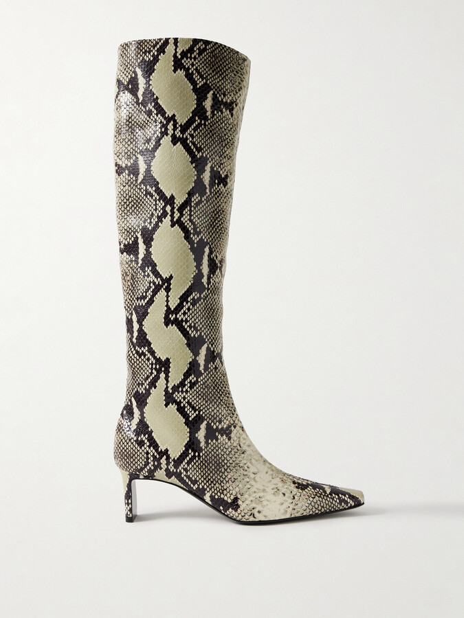 KHAITE Ona Snake-print Leather Knee Boots - Animal print